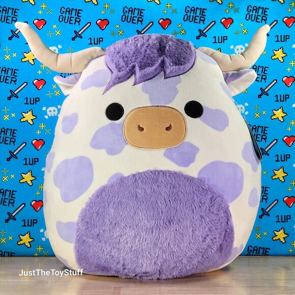 Squishmallow Conway the Purple Spotted Highland Cow 16" Plush Toy Exclusive NWT - Picture 1 of 6